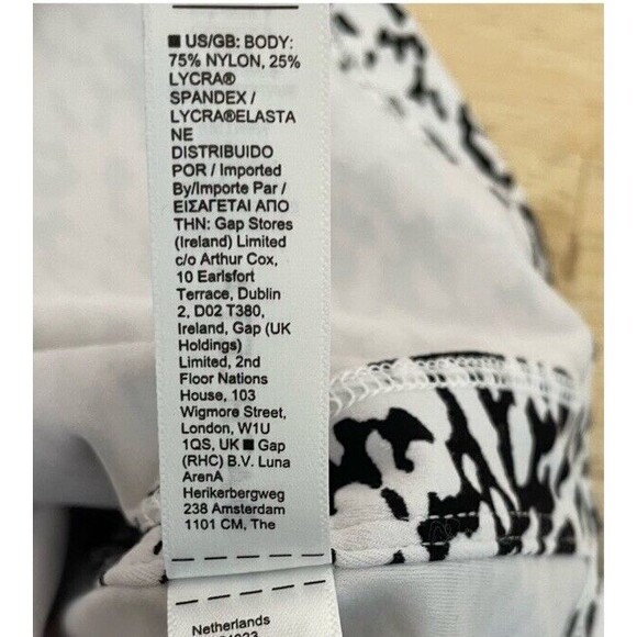 Athleta Shanti Square Neck Crop Tank Top Animal Print Black White Women's Size S - Picture 6 of 11